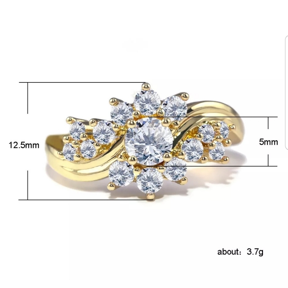 New 18k gold Plated S925 white sapphire ring - Picture 3 of 7